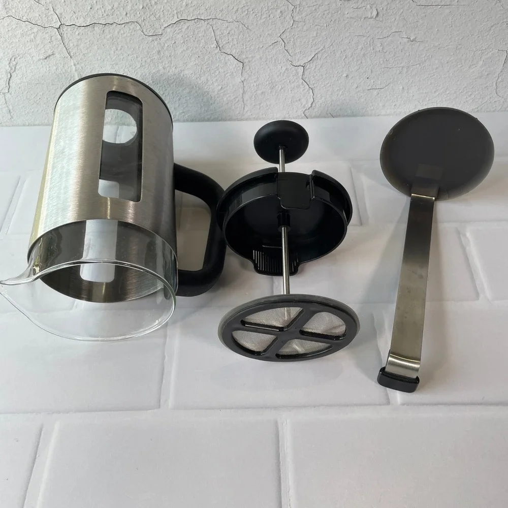 OXO Brew French Press Coffee Maker Stainless Steel Glass 8 Cup GroundsLifter